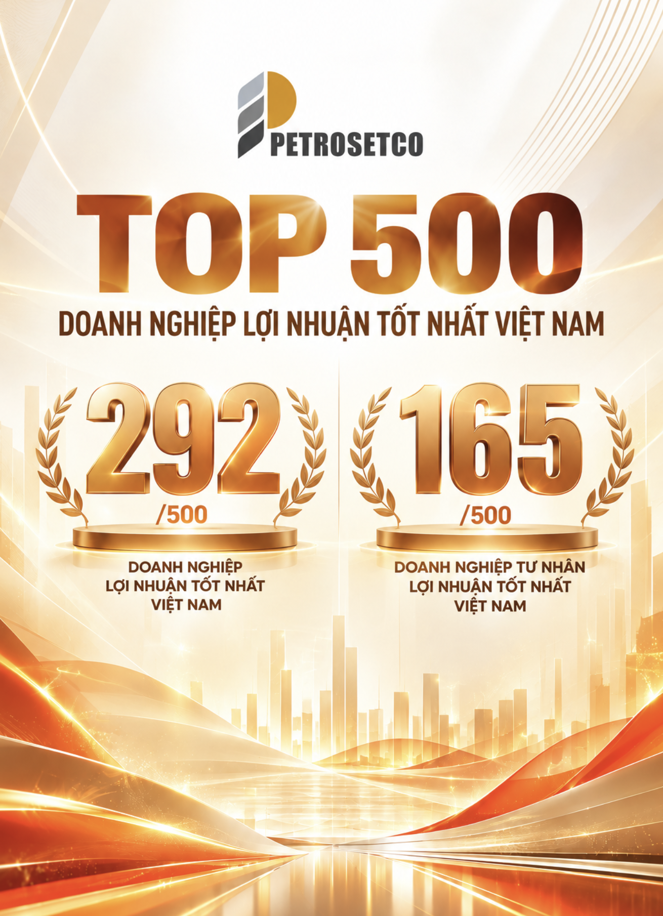 PETROSETCO góp mặt trong Top 500 Doanh nghiệp lợi nhuận tốt nhất Việt Nam năm 2026